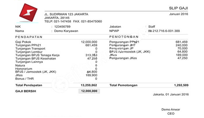 Contoh Slip Gaji Karyawan SiCepat