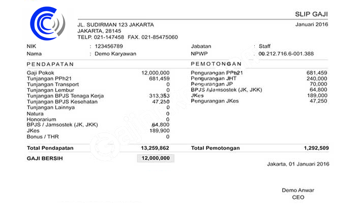 Contoh Slip Gaji Karyawan PT Kahatex