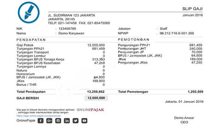 Contoh Slip Gaji Karyawan PT Djarum