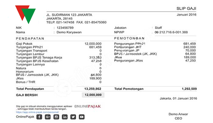 Contoh Slip Gaji Karyawan PT Rifan Financindo Berjangka
