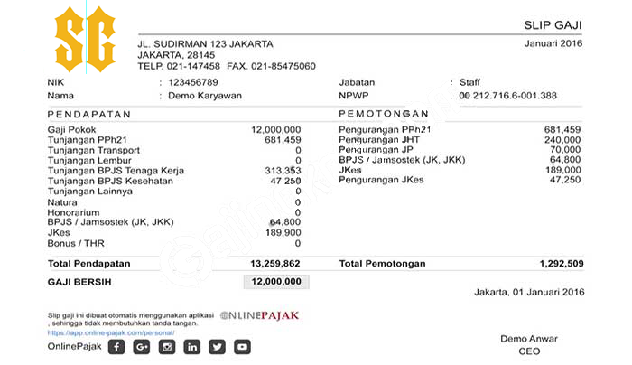 Contoh Slip Gaji PT Solid Gold Berjangka