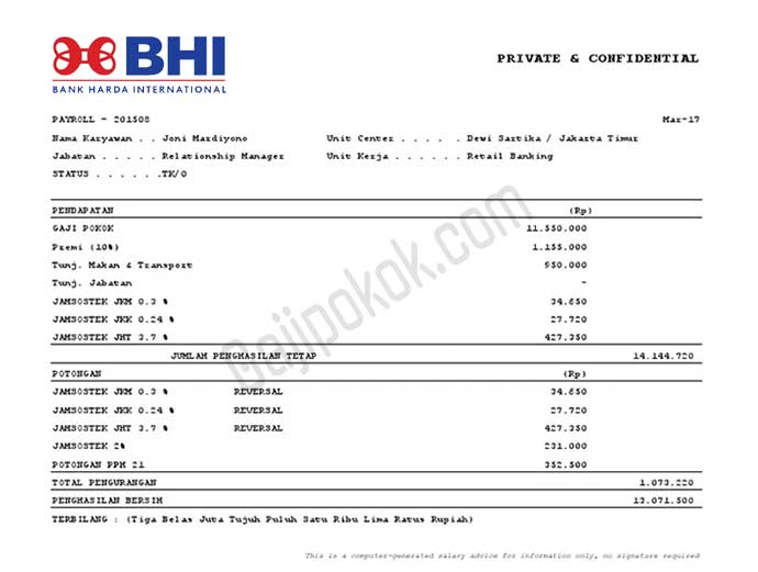 slip gaji bank harda