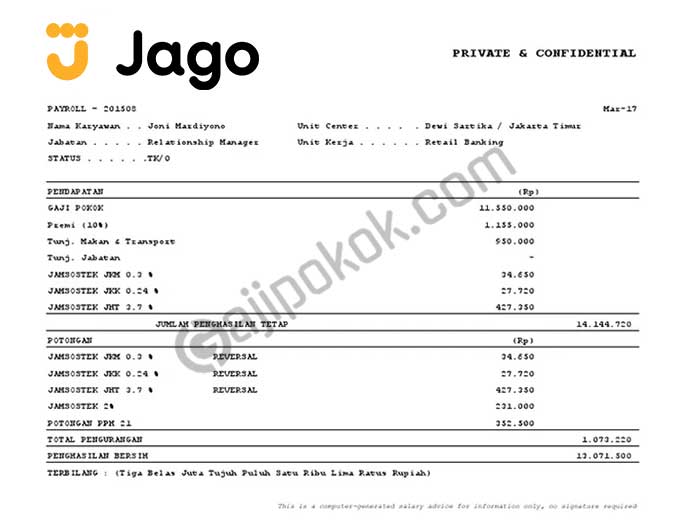 slip gaji bank jago