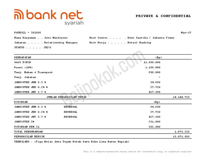 slip gaji bank net indonesia syariah