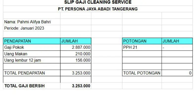 Slip Gaji Cleaning Service